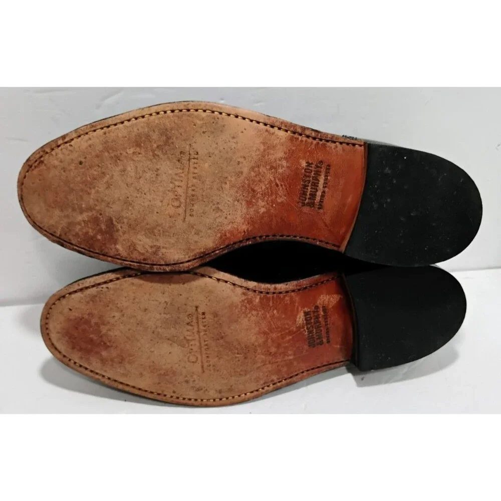 Johnston & Murphy Black Leather Wingtip Oxford Dress Shoes Mens 10.5 D
